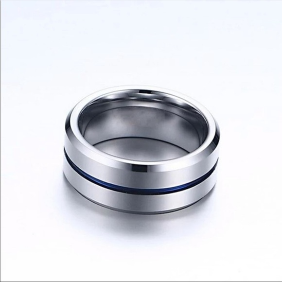 ☆New 8MM men’s Blue Line Stainless Steel Ring band - Picture 5 of 7